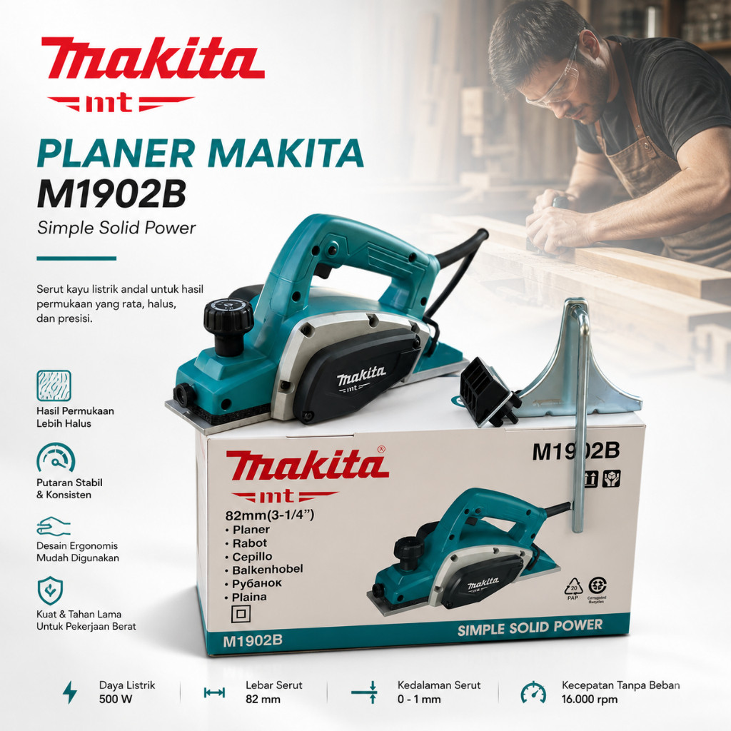 ORIGINAL  MAKITA M1902B MESIN PLANNER SERUT KAYU PLANER KETAM PASAH SUGU / BISA COD