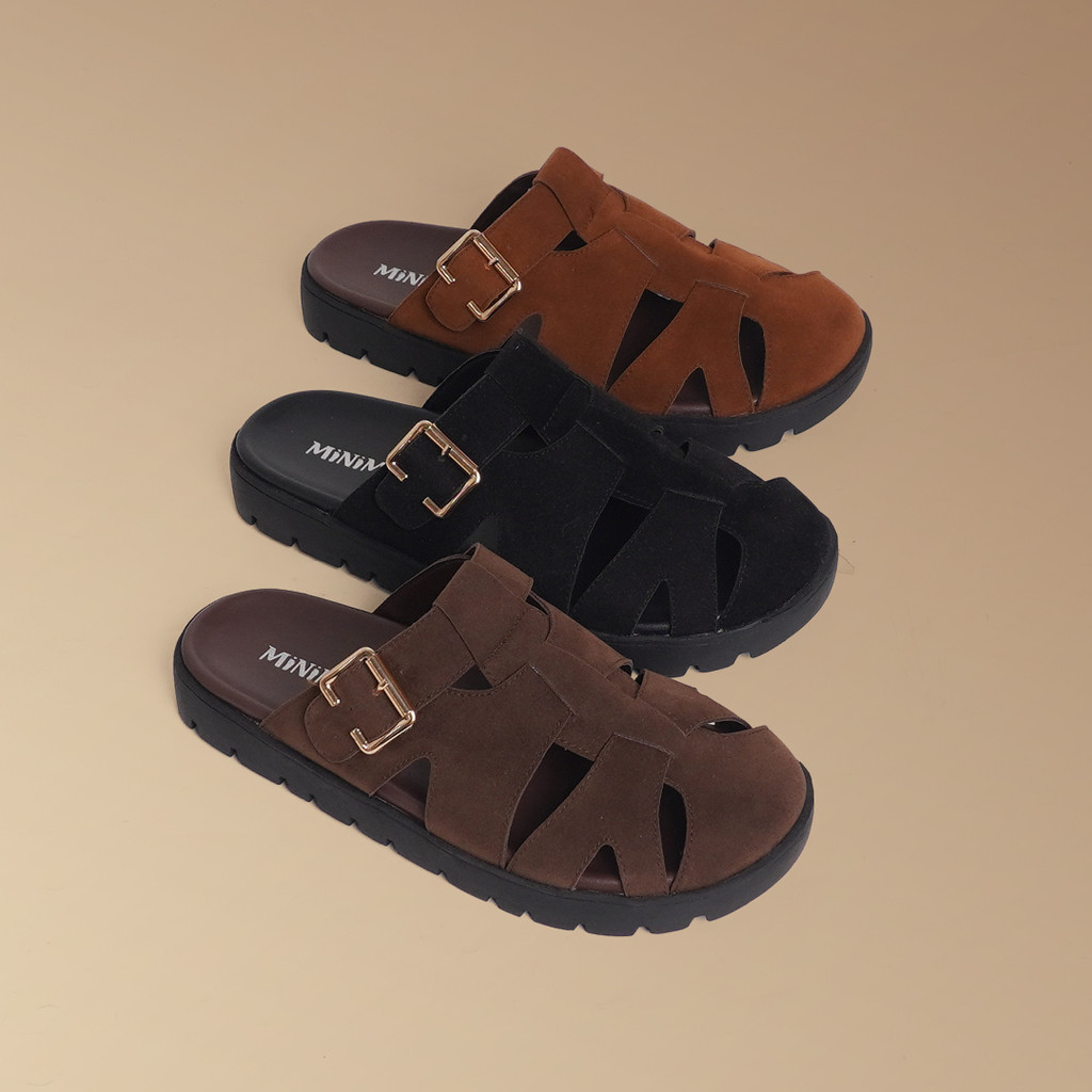 Uncle Jack Sandal Wanita Suede Platform Slip On Anti Slip - Gretta Series
