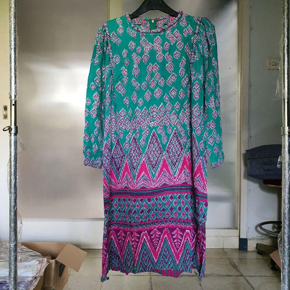 Y baju wanita dress cewek batik danar hadi hijau magenta lawas jadul vintage preloved seken Casual M