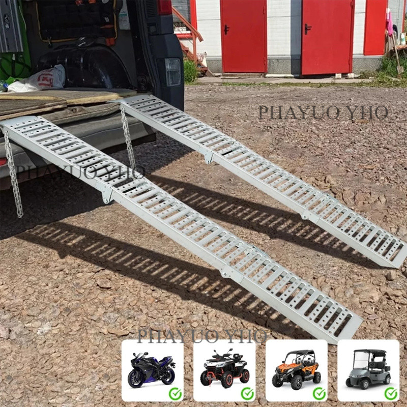 Tangga Tanjakan Motor Mobil Lipat Portable Papan Landasan Angkut Kendaraan Loading Ramp Plat Baja Te