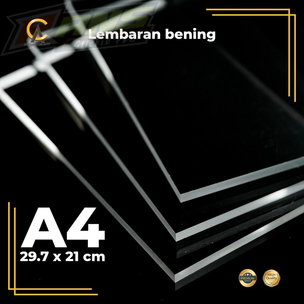 Lembaran Akrilik A4 / Lembaran Acrylic A4 / Akrilik Bening / Akrilik Putih Solid / Akrilik Hitam Sol