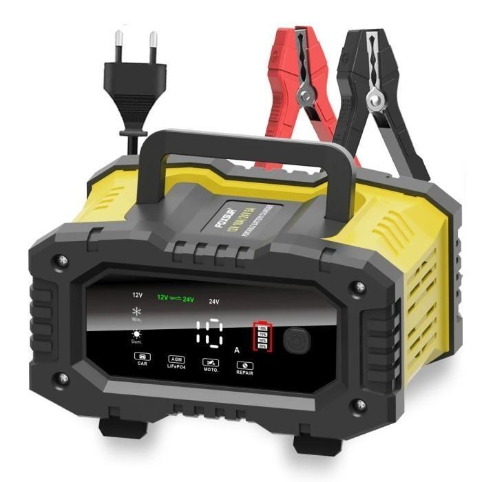 Charger Aki Otomatis 12V 24V 300AH 300W Cas Aki Mobil Motor - Foxsur FPT-200 - Kuning - 150W