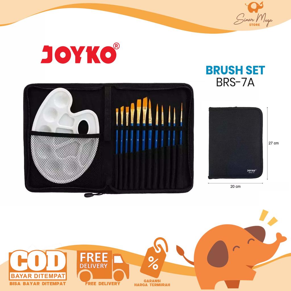 JOYKO Art Brush Set Alat Lukis Kuas Cat BRS-7A - 1 Set 12 Pcs