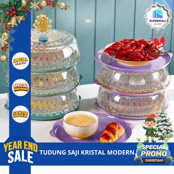 [Supermall] COD Tudung Saji Makanan 3 - 4 Susun Kristal Anti Pecah | Varian Baru V2 | Rak Untuk Meny