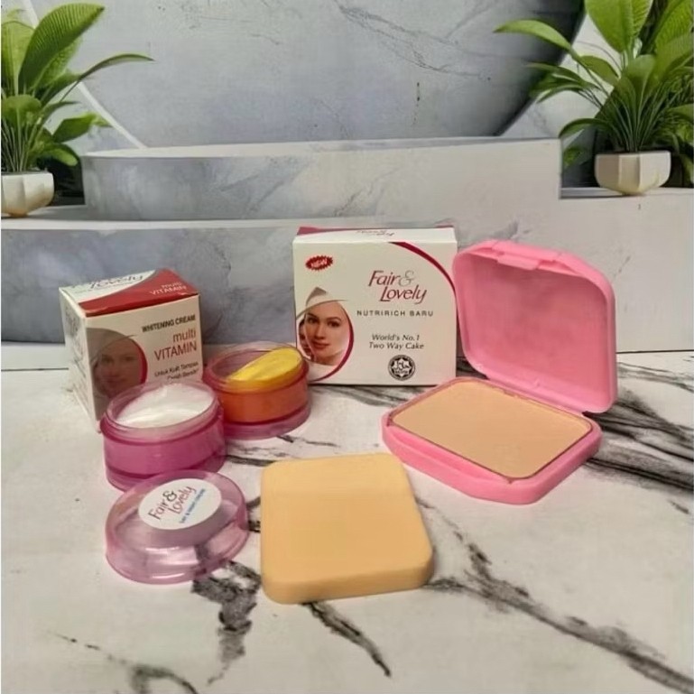 paket lengkap crem susun fair lovely with bedak refil fair lovely