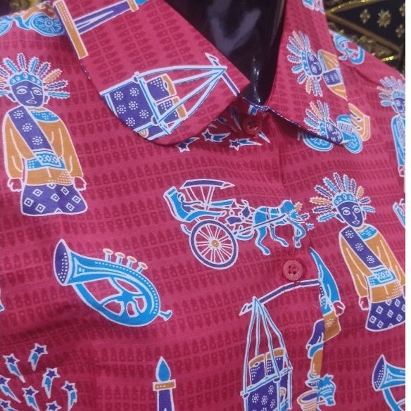 blouse batik betawi kode kerak telor merah