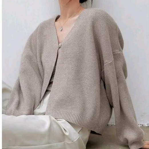 PROMOO Malika Cardigan Rajut Crop Kancing 1 Outer Rajut Atasa Wanita Korean Style Kardigan Top