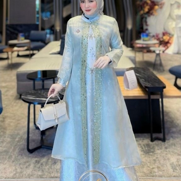 Alunarra Dress by New Lusy Original - Dress dengan Bahan armani silk (motif) organza include didalam