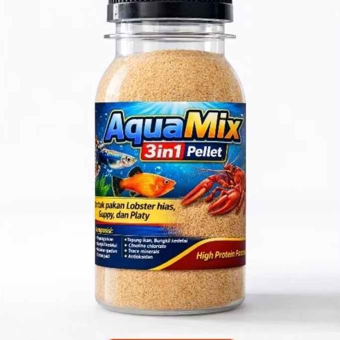 Terbaik Pakan Pelet Guppy,Platy,Blue/platinum pollar dan lobster hias, 3 in 1.
