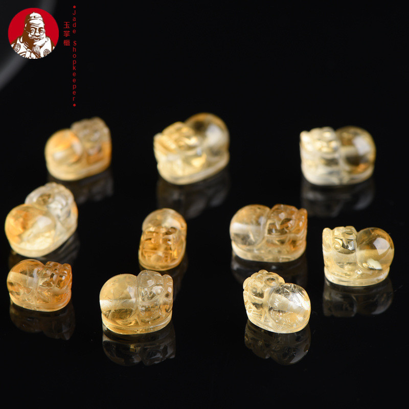Citrine alami Pixiu DIY Kristal Huangta, Pixiu 12mm kuning Brasil * 8mm * 8mm