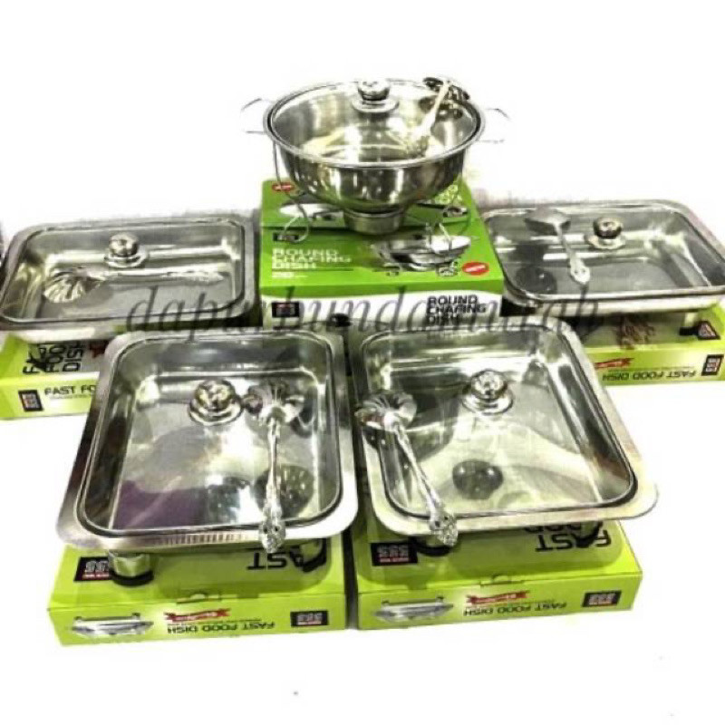 Terbaru prasmanan set stainless tutup full kaca 1/5
