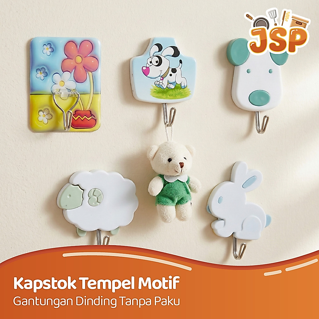 JSP - Kapstok Tempel Karakter Motif Karakter - Gantungan Dinding Tanpa Paku