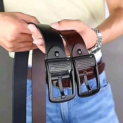RECOMMENDED TERMURAH -  SABUK KULIT ASLI 2 LAPISAN TERMURAH IKAT PINGGANG PRIA KULIT KEPALA BESI BAN
