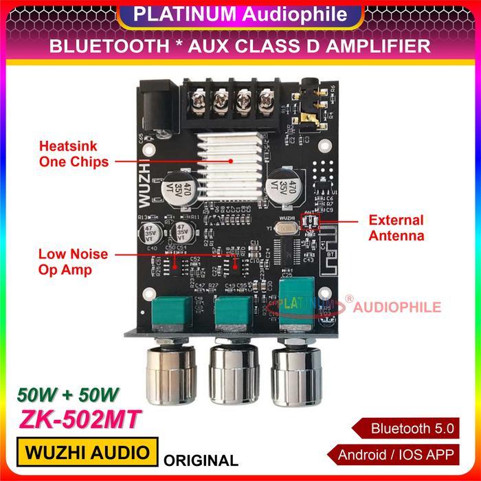 Promo Best Bluetooth 5.0 Amplifier Class D Hifi Stereo Class D Amplifier Original ZK-502MT 2x 50W ZK