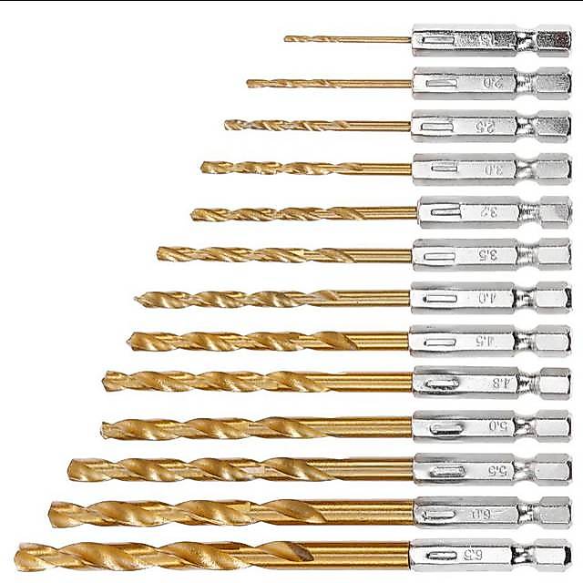 Mata Bor Power Drill Steel Titanium Hex Shank 13 PCS