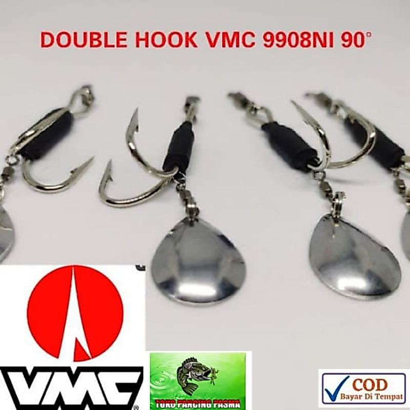 MATA KAIL DOUBLE HOOK VMC 9908NI 9908PS V7925MT 90°  NO 1..2..4..1/0..2/0..3/0 SATU SET DIRAKIT