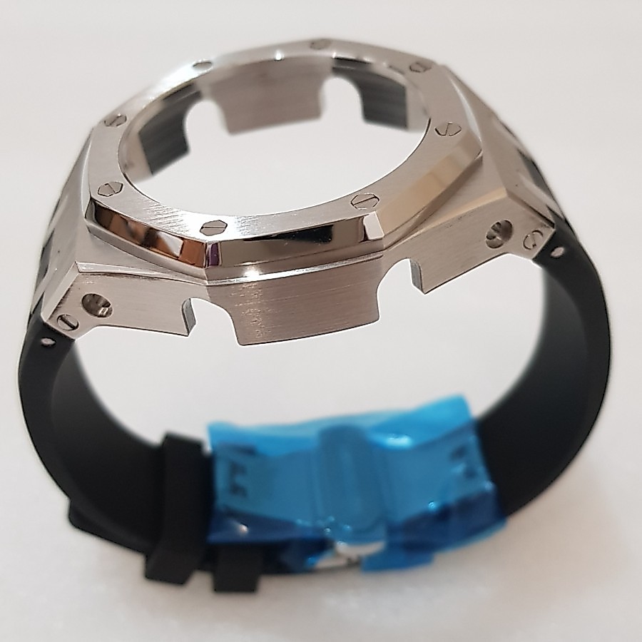 GSHOCK GA2100 CASE GEN 3RD BLACK STRAP BEZEL SILVER PREMIUM CASIO OAK