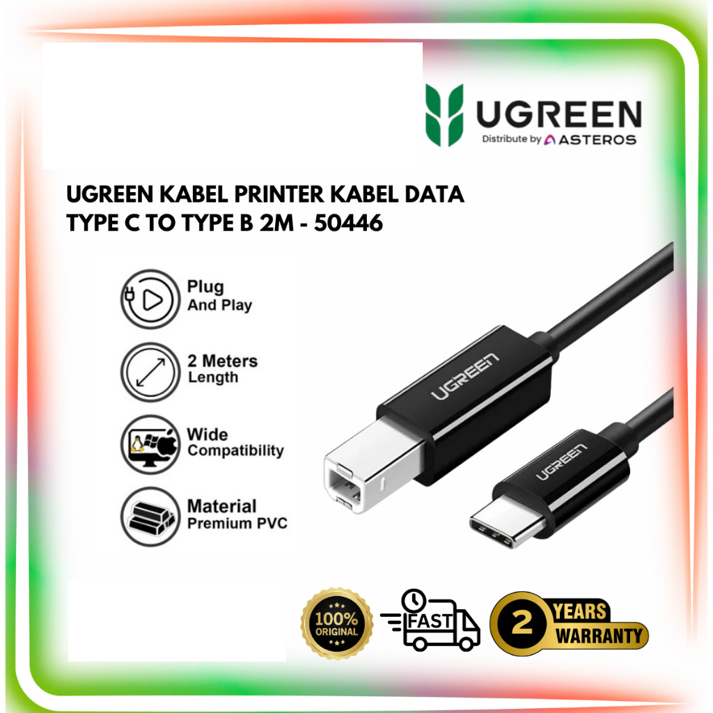 Kabel Printer UGREEN 50446 Kabel Printer Type C to Usb Type B 2m