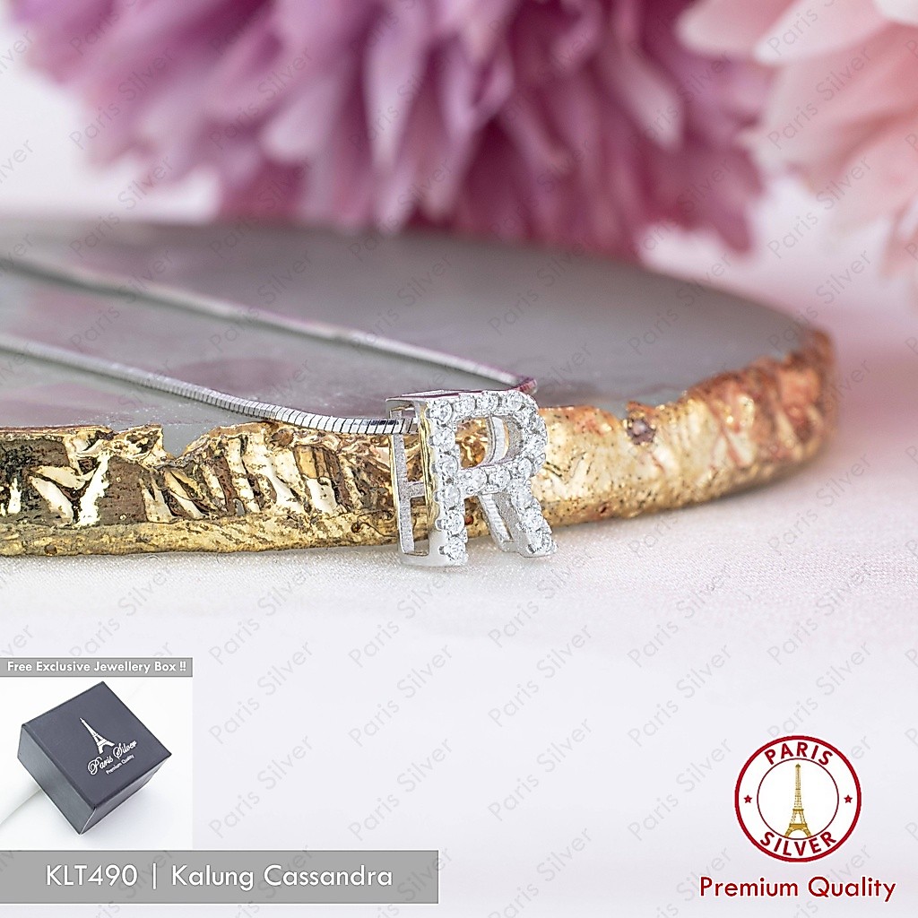 Kalung Inisial Nama Perak Asli Silver 925 Lapis Emas Putih Liontin Huruf Angka Model Artis Nagita