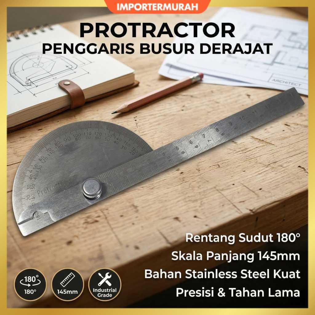 Penggaris Busur Derajat Measuring 145mm 180Degree - PR180