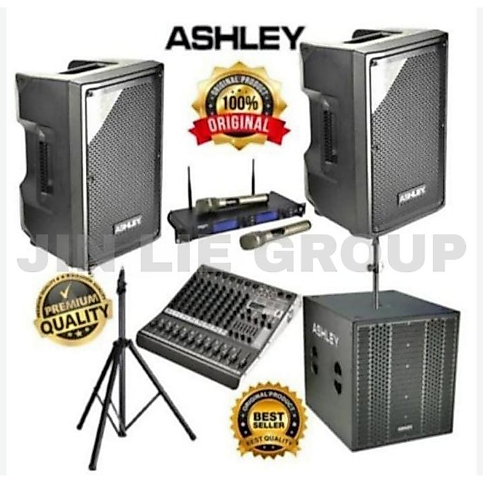 Grosir Paket Sound System Speaker Aktif ASHLEY 12 Inch + Mixer Bluetooth ASHLEY 8 Channel