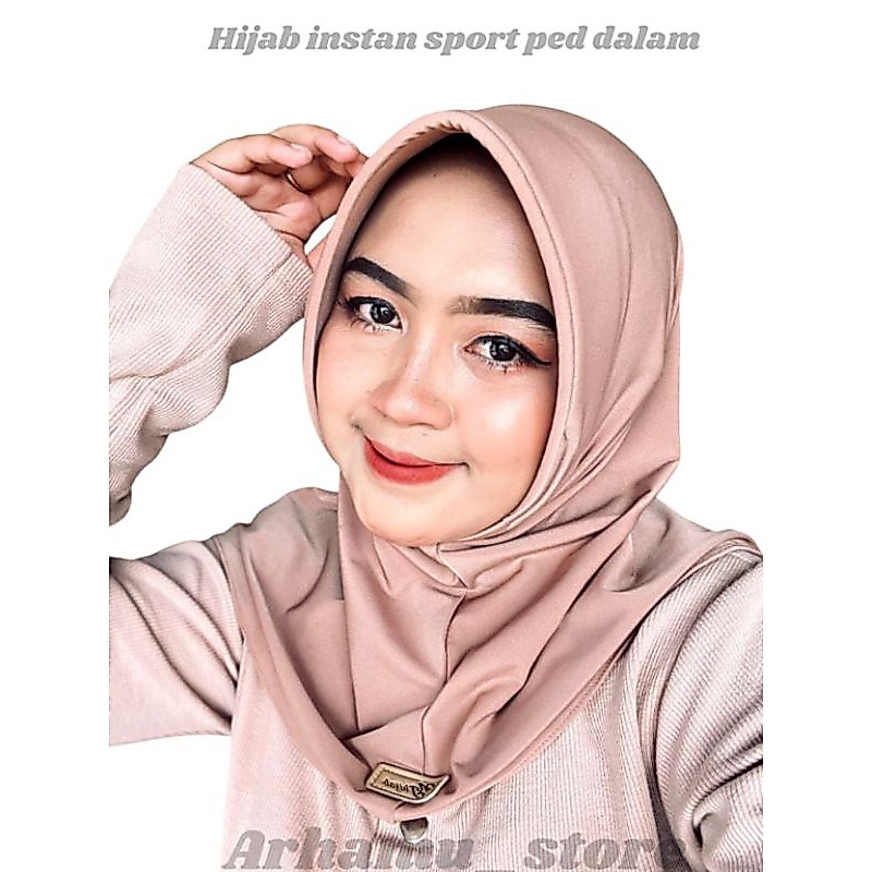 Hijab sport volly/gym/senam/basket polos BAHAN JERSEY PREMIUM kerudung olahraga