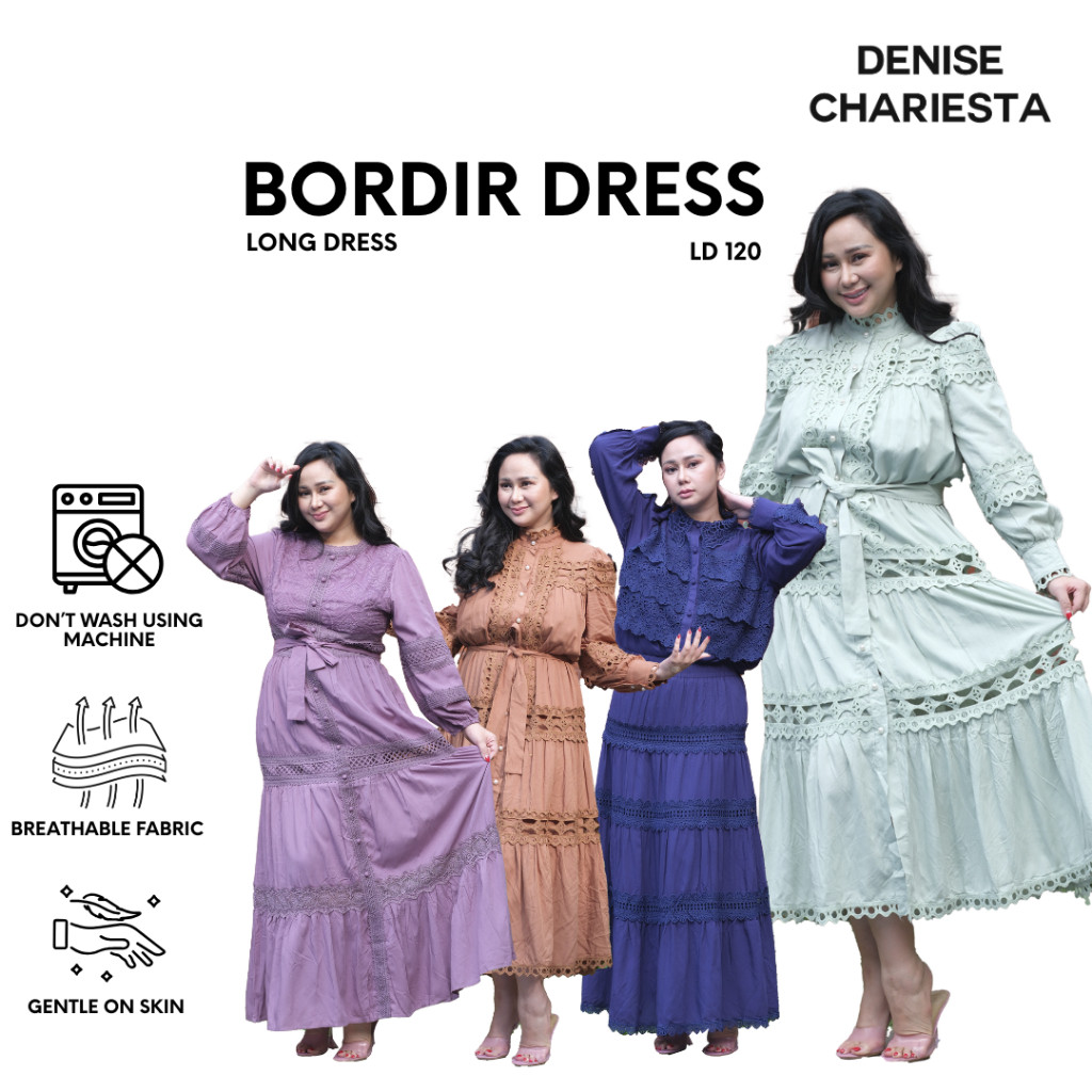 Diskon DENISE CHARIESTA - GAMIS BORDIR HOLANG KAYA