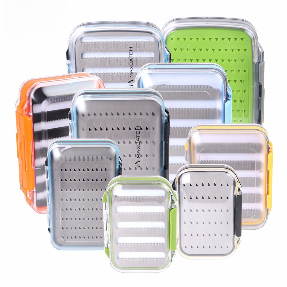 Maximumcatch 4Sizes Slit Foam&Easy-Grip Foam Fly Fishing Box Double Side Waterproof Plastic Tackle B