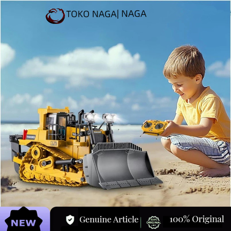 TOKO NAGA naga RC Bulldozer 9 Channel Remote Control Dozer Front Loader Mainan Anak dengan Cahaya & 