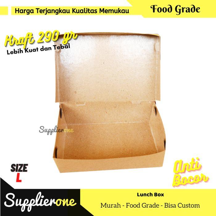 Lunch Box Paper isi 50, Paper Lunch Box SML, Dus Box Ayam Geprek, Lunch Box - L Kraft Polos