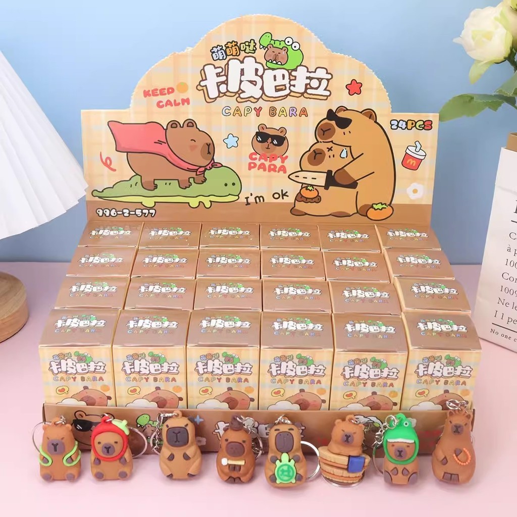 ML Blind Box isi 24 Pcs/Bagcharm Kunci/Misteri Box/Mainan Murah /Kapibara Stitch /Keychain A-GK063