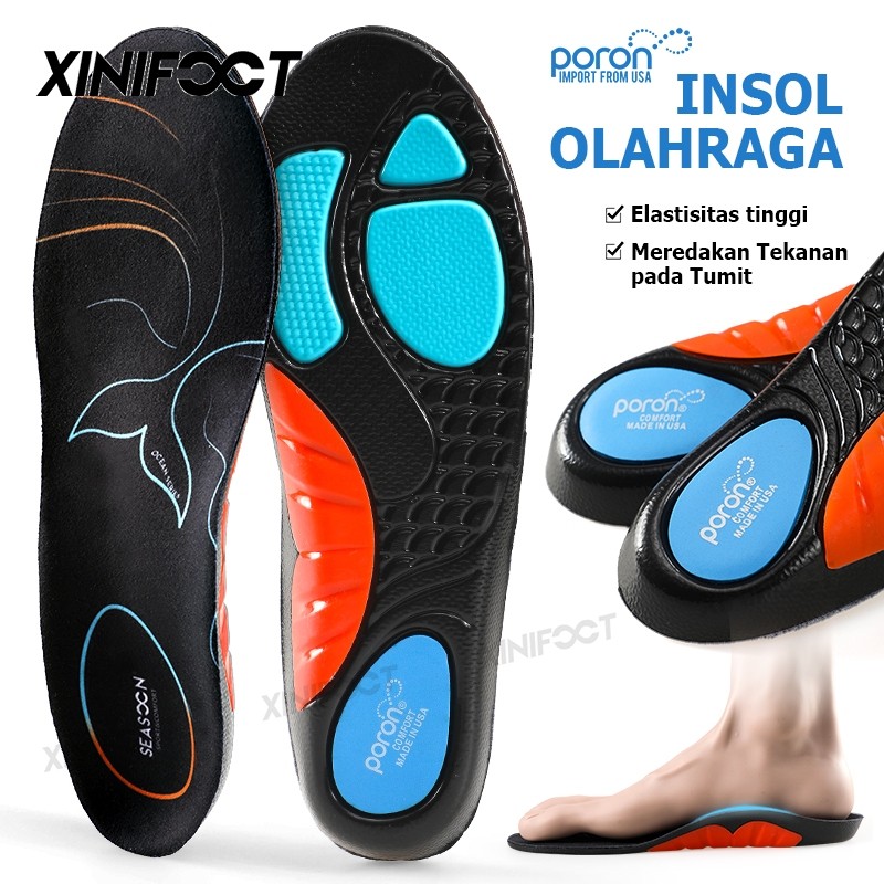 Sol Sepatu PORON Comfort Flat Foot Arch Support Sport Insole untuk Pereda Nyeri, Menyerap Guncangan