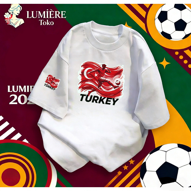[COD]LUMIÈRE Toko|Kaos Piala Dunia 2026 Turki - Kaos Timnas Sepak Bola Negara Turki, Kaos Pendek Kat