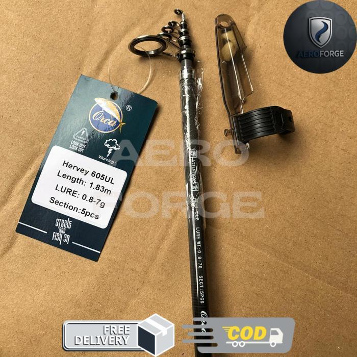 Joran Spinning Anten Ultralight Telescopic Orca Hervey 565L Carbon - 605UL