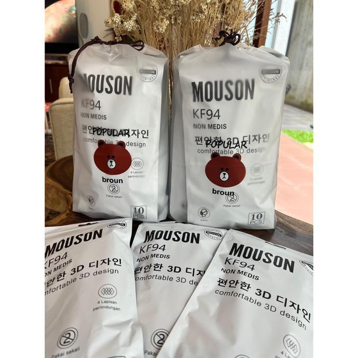 BUNDLE MASKER KF94 MOUSON PREMIUM KF94 (ISI 50 / 100 PCS + POUCH) - Putih 100 PCS