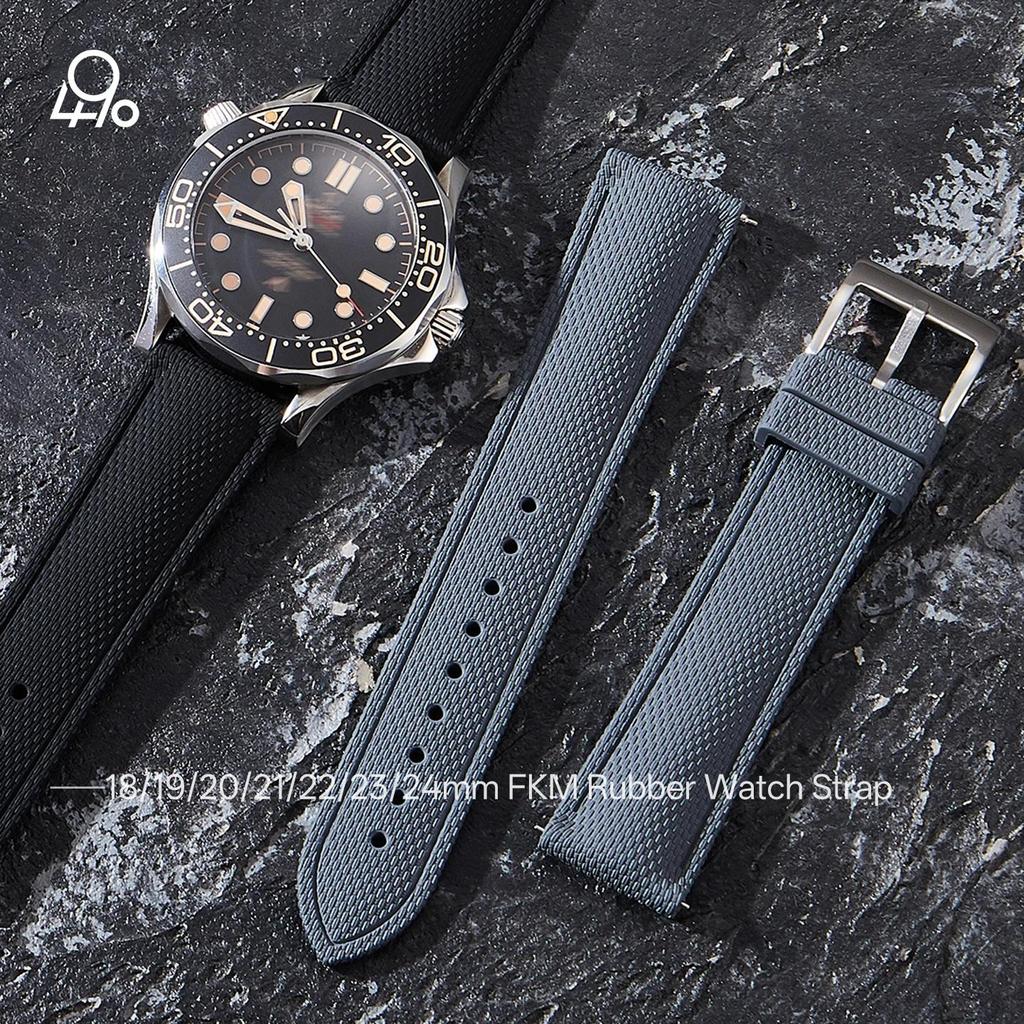 Tali Jam Tangan Karet Hitam Abu-abu Putih 18/19/20mm Sport 23mm 24mm Pria Wanita Unisex 21mm 22mm Ta