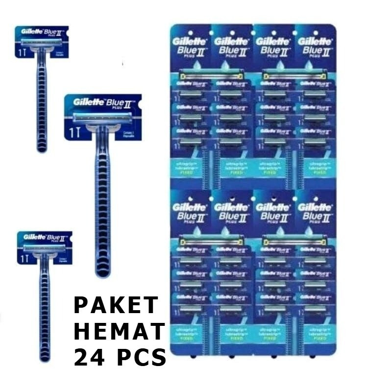 Cukur jenggot tajam [ GROSIR 24 PCS ] Gillette Blue 2 plus alat cukur (24 Pcs) || Cukur Jenggot