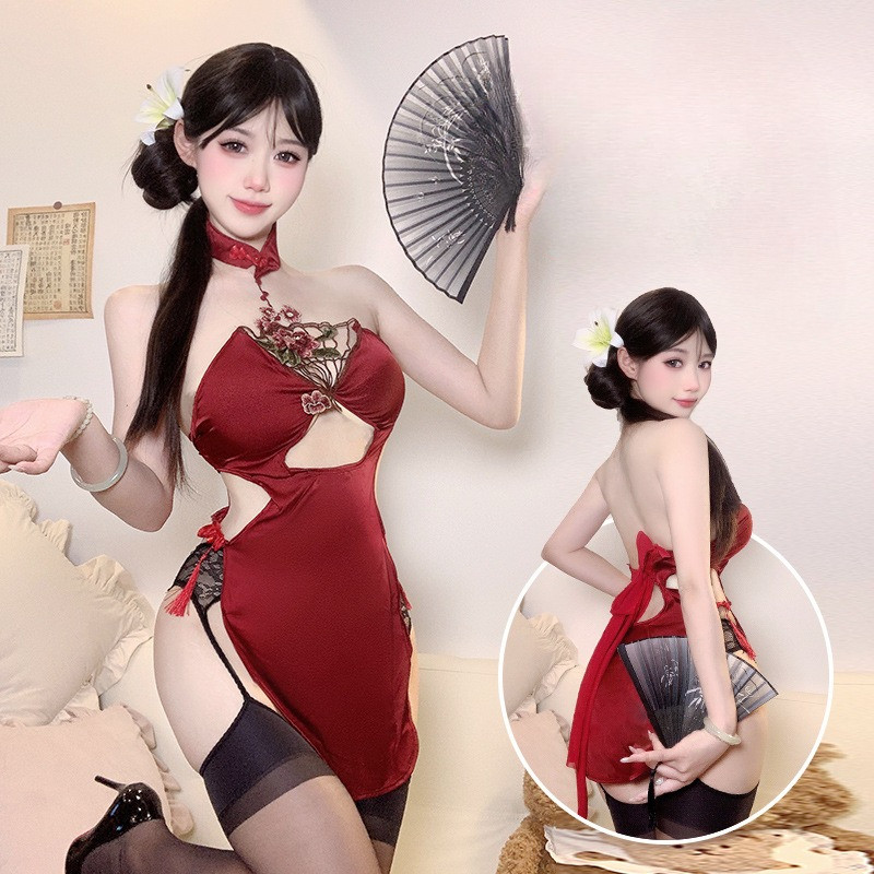 LI-53 kostum cosplay costume wanita baju cheongsam china cina shanghai imlek slim fit merah