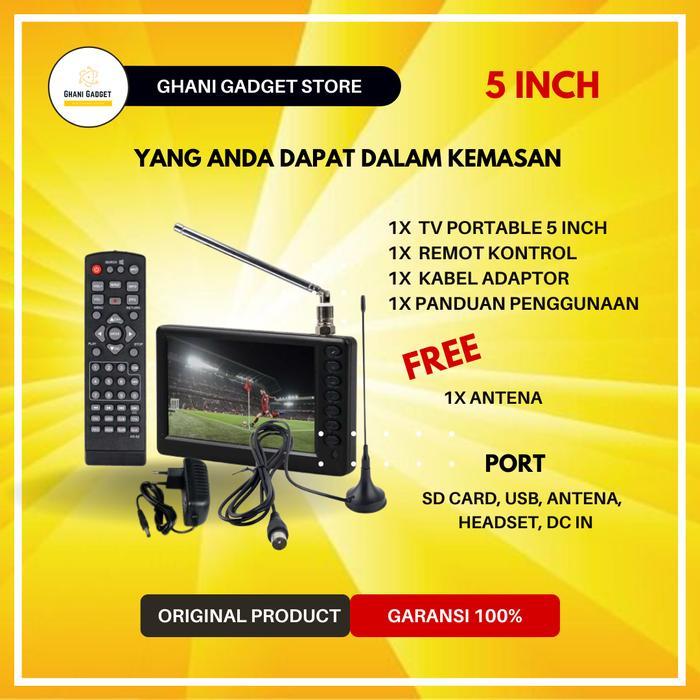 TV Portable Mini Led Monitor Televisi Kecil Portabel Digital Analog HD - 5 inch