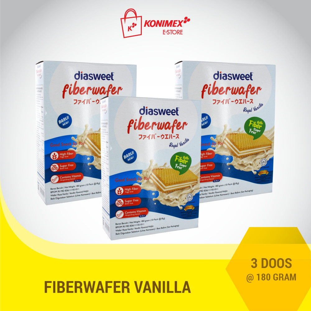 Diasweet Fiberwafer Vanila 180g - Triple pack
