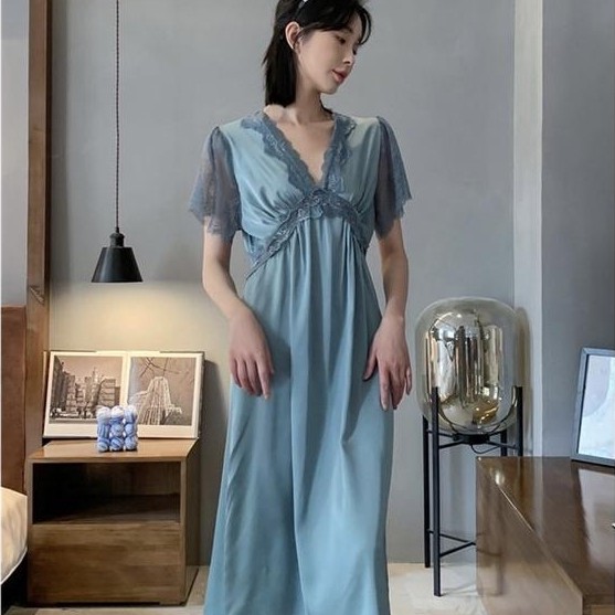 Sexy lingerie dress baju tidur lingerie satin Sleepwear Lingerie Long dress satin 194