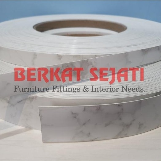Edging Hpl Aica Taco WHITE MARBLE GLOSS / MARMER PUTIH KILAP 23mm x 1mm .