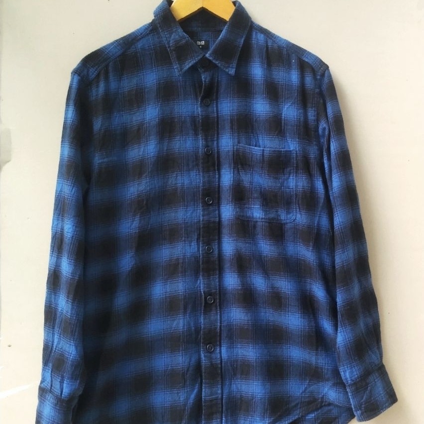 UNIQLO Flannel Blue Black Like new Shadow Plaid
