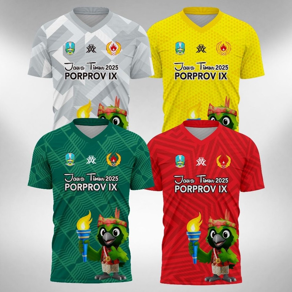READY Jersey PORPROV Pekan Olahraga Provinsi JATIM Jawa Timur Malang Raya Tahun 2025 Maskot