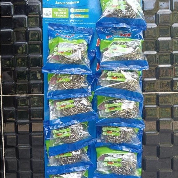 1 LUSIN / 12 PCS  Busa Cuci Piring Polytex Sabut kawat Polytex Serabut stainless Kawat Gosok Kawat C
