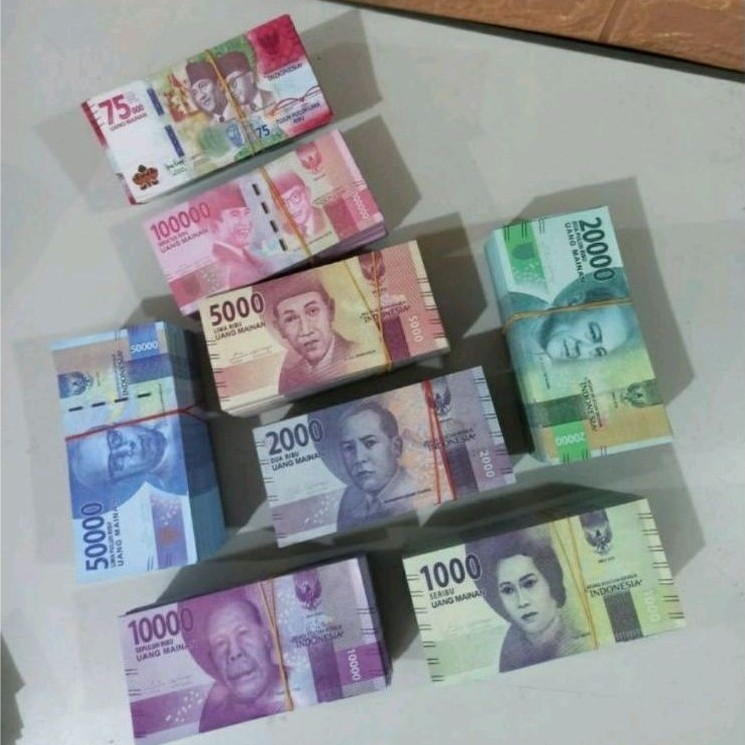100 Lembar Uang Mainan Mirip Asli/Uang Mainan Anak Uang Buat Mahar Harga Per 100 Lembar