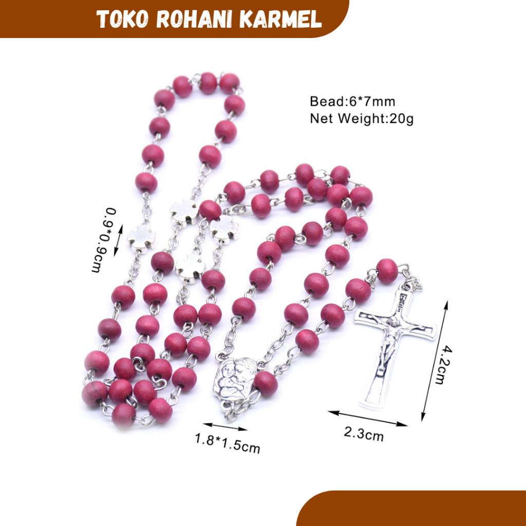 ROSARIO KALUNG KAYU MERAH / KALUNG ROSARIO KATOLIK / ROSARIO ASLI / ROSARIO KAYU / KONTAS