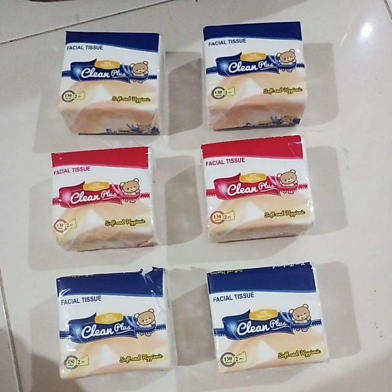 Tissue Clean Plus Pop Up 130 sheet paket 6 pcs, Tisu Kecil (Tisu Belah)