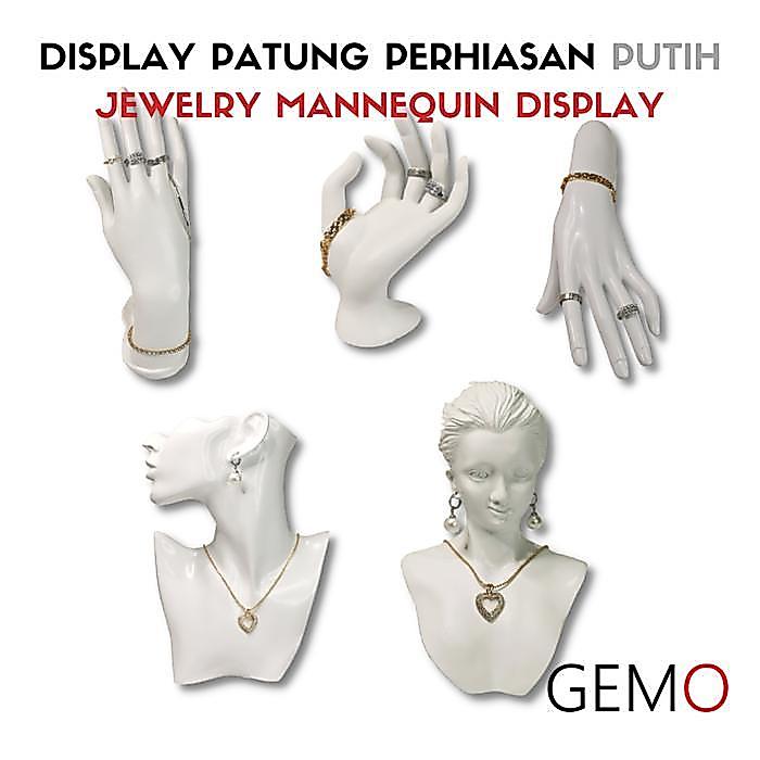 Display Patung Putih Perhiasan Manekin Untuk Cincin Gelang Kalung