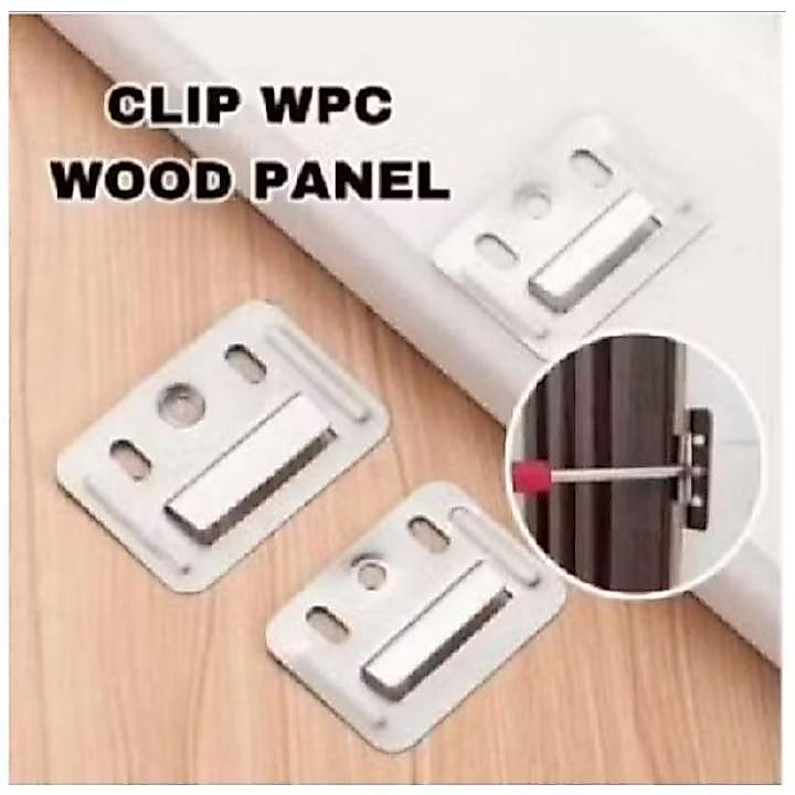 100 pcs  Klip Panel Wpc Stainless steel Tahan Karat dan Tahan lama / klip wpc wall panel + sekrup / 